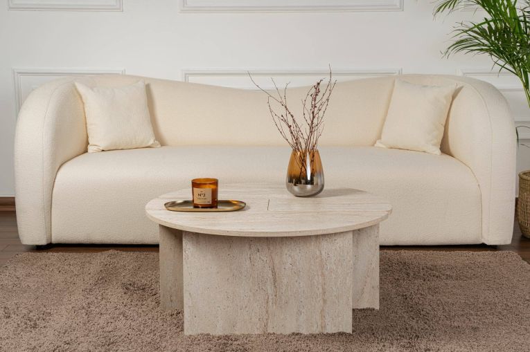 Tavolino da salotto Codroipo, Tavolo basso da caffè, Portariviste per divano, Ripiano da soggiorno, 90x90 h41 cm, Beige