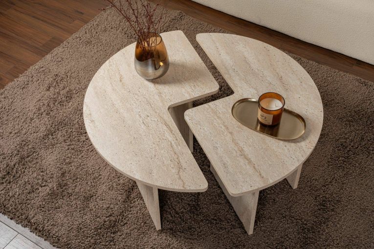 Tavolino da salotto Codroipo, Tavolo basso da caffè, Portariviste per divano, Ripiano da soggiorno, 90x90 h41 cm, Beige