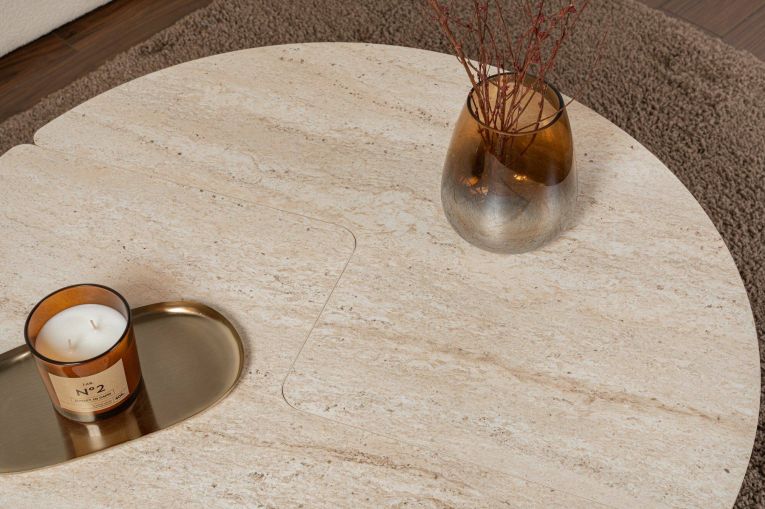 Tavolino da salotto Codroipo, Tavolo basso da caffè, Portariviste per divano, Ripiano da soggiorno, 90x90 h41 cm, Beige