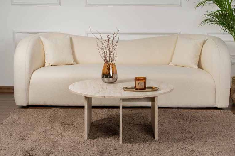 Tavolino da salotto Codroipo, Tavolo basso da caffè, Portariviste per divano, Ripiano da soggiorno, 90x90 h41 cm, Beige