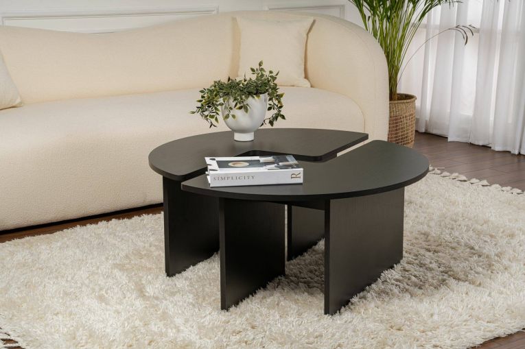 Tavolino da salotto Codroipo, Tavolo basso da caffè, Portariviste per divano, Ripiano da soggiorno, 90x90 h41 cm, Nero