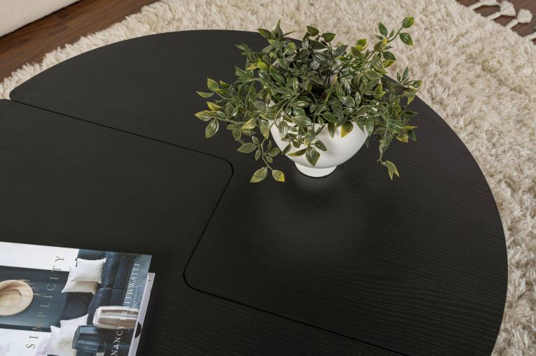 Tavolino da salotto Codroipo, Tavolo basso da caffè, Portariviste per divano, Ripiano da soggiorno, 90x90 h41 cm, Nero