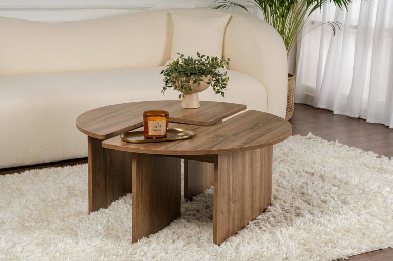 Tavolino da salotto Codroipo, Tavolo basso da caffè, Portariviste per divano, Ripiano da soggiorno, 90x90 h41 cm, Noce