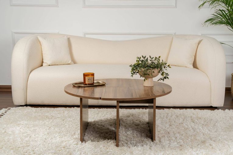 Tavolino da salotto Codroipo, Tavolo basso da caffè, Portariviste per divano, Ripiano da soggiorno, 90x90 h41 cm, Noce