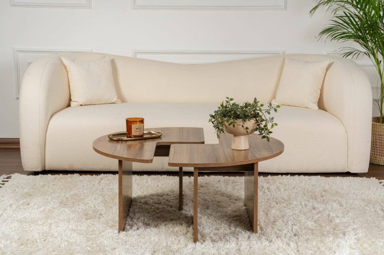 Tavolino da salotto Codroipo, Tavolo basso da caffè, Portariviste per divano, Ripiano da soggiorno, 90x90 h41 cm, Noce