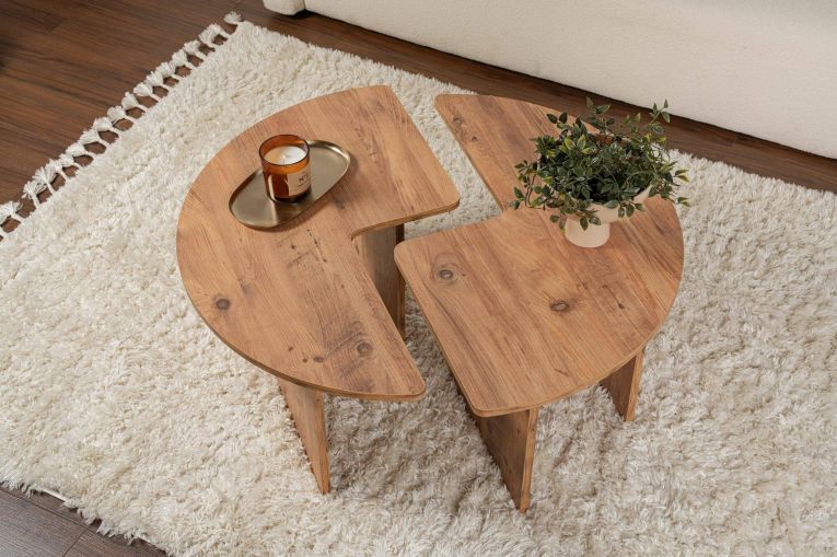 Tavolino da salotto Codroipo, Tavolo basso da caffè, Portariviste per divano, Ripiano da soggiorno, 90x90 h41 cm, Pino