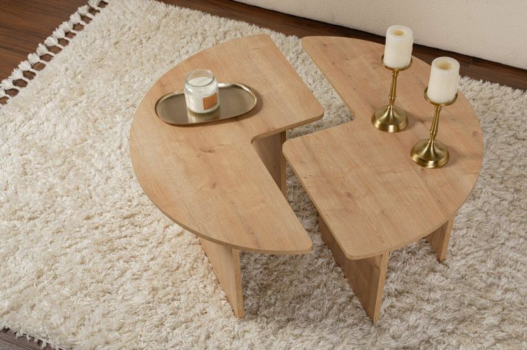 Tavolino da salotto Codroipo, Tavolo basso da caffè, Portariviste per divano, Ripiano da soggiorno, 90x90 h41 cm, Quercia
