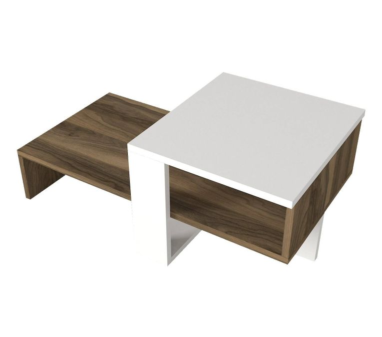 Tavolino da salotto complesso bianco e noce 40x44x33h cm - Pontey