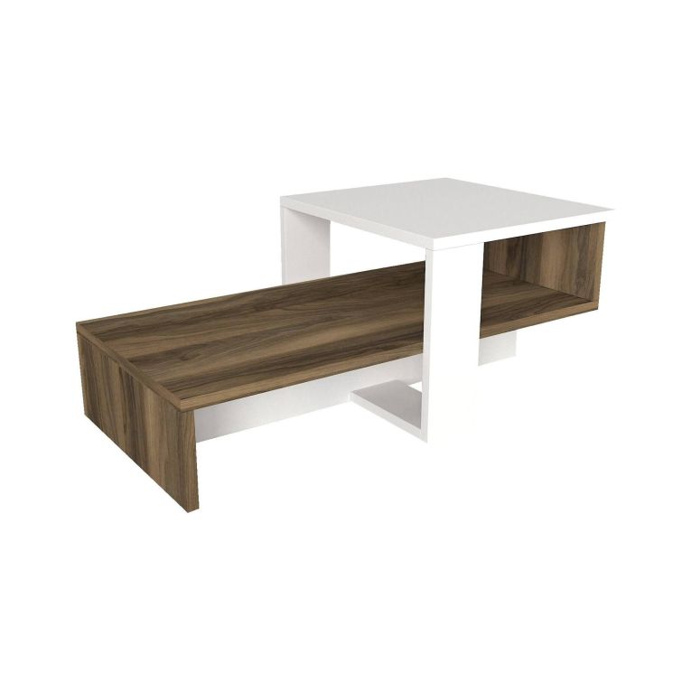 Tavolino da salotto complesso bianco e noce 40x44x33h cm - Pontey