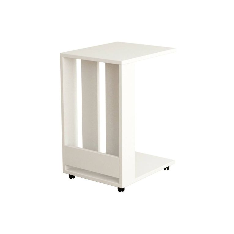 Tavolino da salotto Cressida, Tavolo basso da caffè, Portariviste per divano, Ripiano da soggiorno, 37x45 h60 cm, Bianco