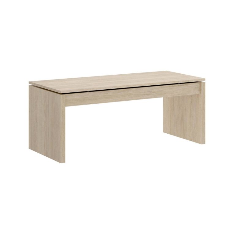 Tavolino da salotto Cuar, Porta riviste da soggiorno con vano portaoggetti, Tavolo basso da caffè elevabile, 102x50h43 cm, Rovere