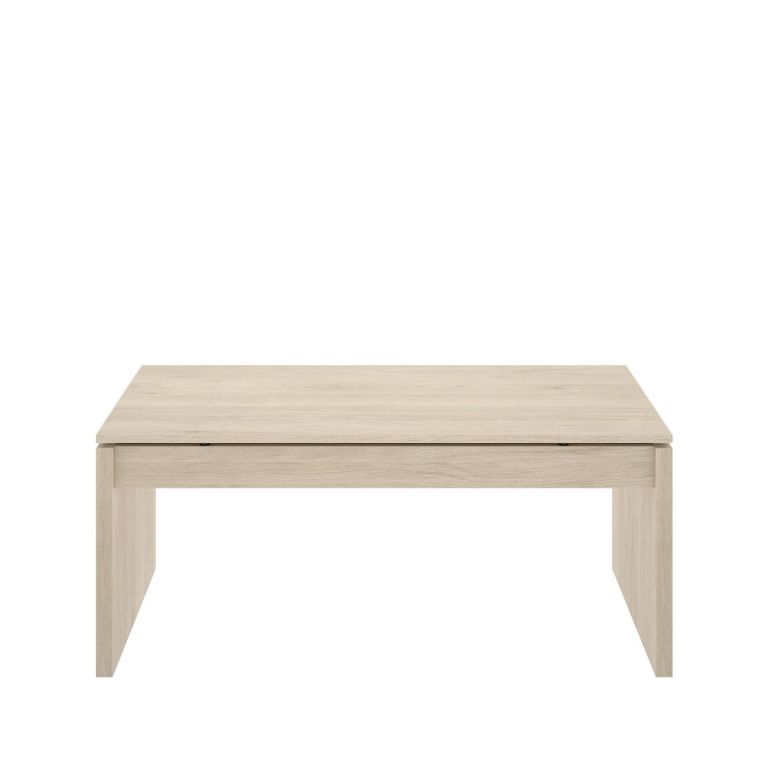 Tavolino da salotto Cuar, Porta riviste da soggiorno con vano portaoggetti, Tavolo basso da caffè elevabile, 102x50h43 cm, Rovere