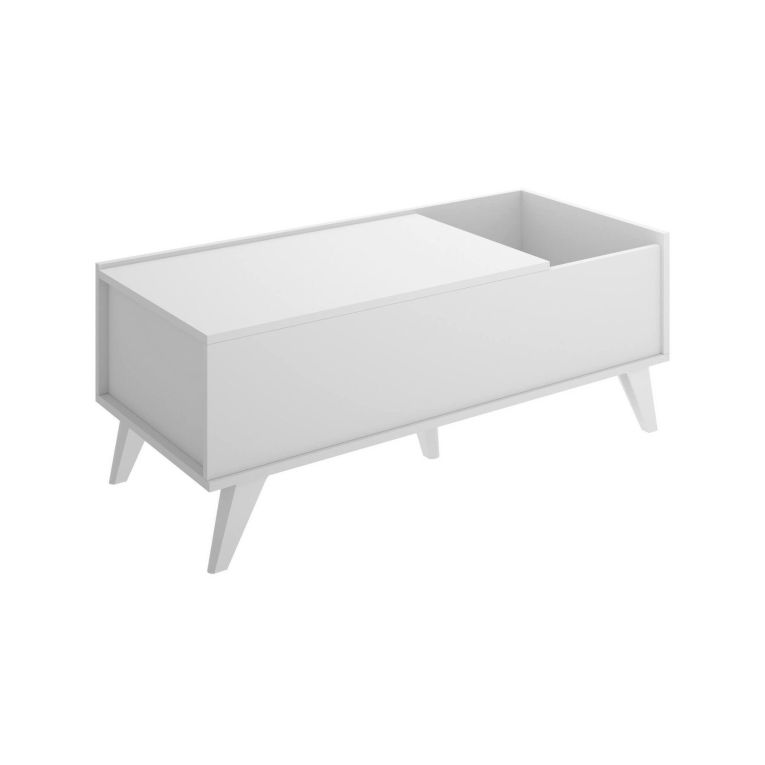 Tavolino da salotto Cuna, Tavolo basso da caffè, Portariviste per divano, Ripiano da soggiorno, 99x60 h41 cm, Bianco
