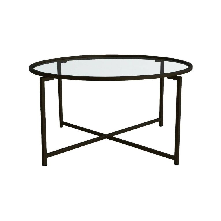 Tavolino da salotto Cursa, Tavolo basso da soggiorno, Ripiano da caffè, Tavolino per divano, 83x82h40 cm, Nero