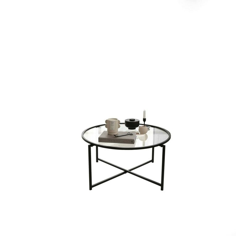 Tavolino da salotto Cursa, Tavolo basso da soggiorno, Ripiano da caffè, Tavolino per divano, 83x82h40 cm, Nero