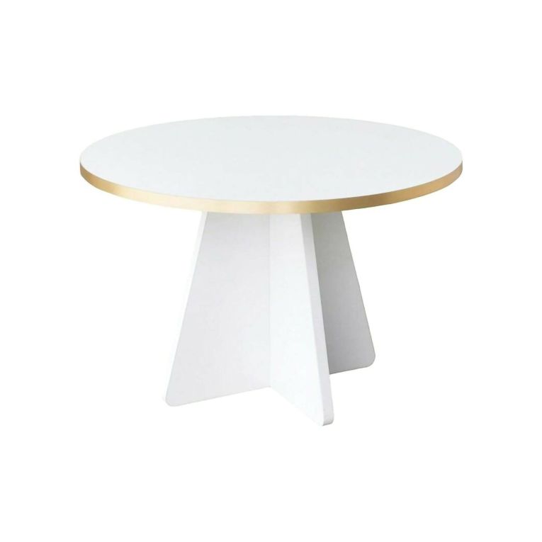 Tavolino da salotto Elnath, Tavolo basso da soggiorno, Ripiano da caffè, Tavolino per divano, 60x60h40 cm, Oro e Bianco