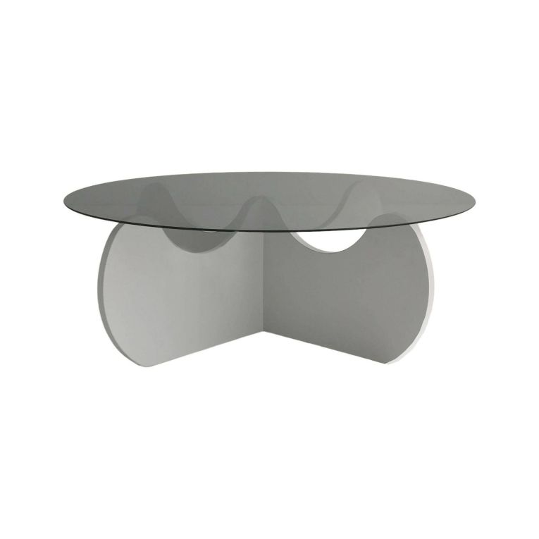 Tavolino da salotto Enif, Tavolo basso da soggiorno, Ripiano da caffè, Tavolino per divano, 90x90h30 cm, Bianco