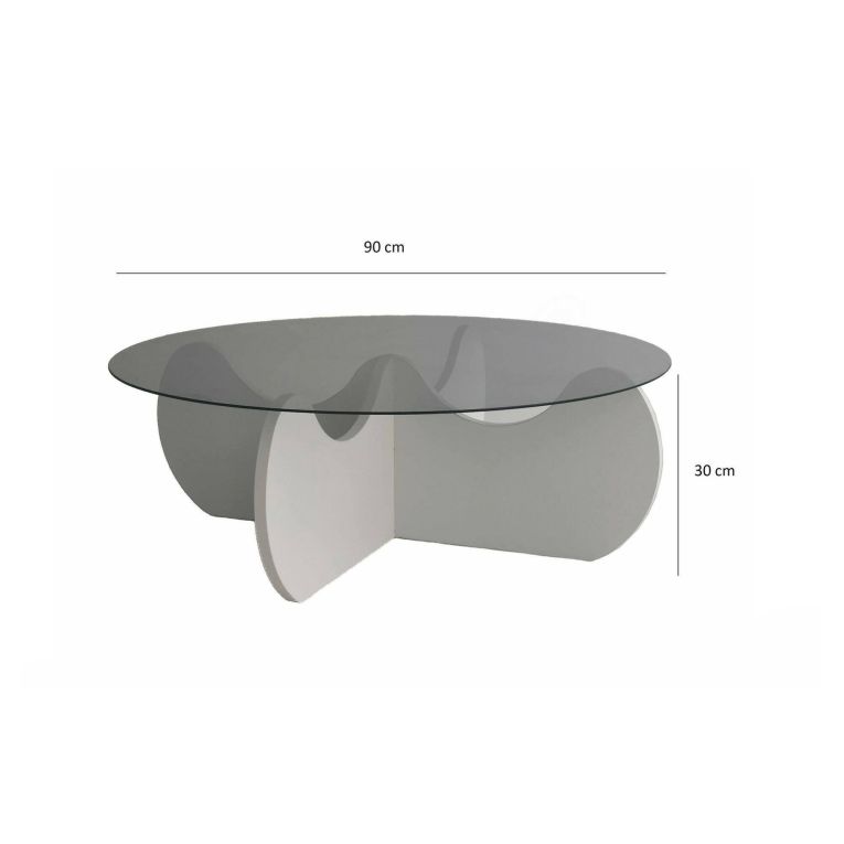 Tavolino da salotto Enif, Tavolo basso da soggiorno, Ripiano da caffè, Tavolino per divano, 90x90h30 cm, Bianco