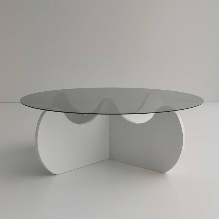 Tavolino da salotto Enif, Tavolo basso da soggiorno, Ripiano da caffè, Tavolino per divano, 90x90h30 cm, Bianco