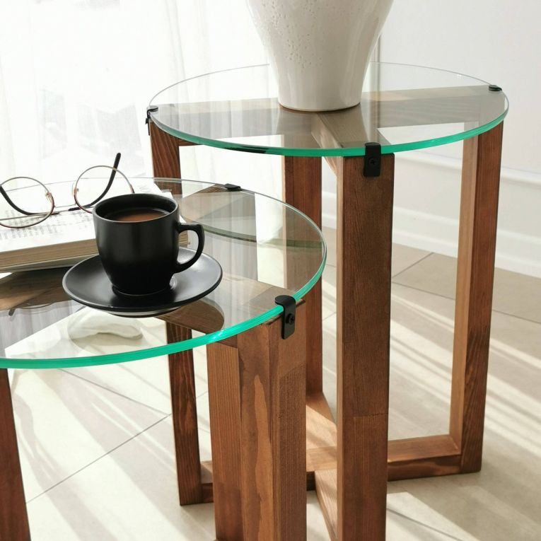 Tavolino da salotto Enlil, Tavolo basso da soggiorno, Ripiano da caffè, Tavolino per divano, 40x40h50 cm, Noce