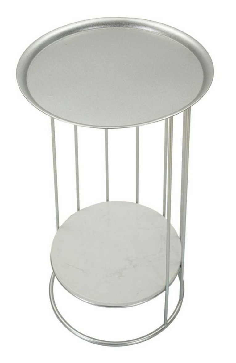 Tavolino da salotto Ereniku, Tavolo basso da caffè, Portariviste per divano, Ripiano da soggiorno, 40x40 h76 cm, Argento