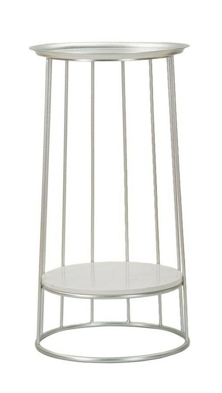 Tavolino da salotto Ereniku, Tavolo basso da caffè, Portariviste per divano, Ripiano da soggiorno, 40x40 h76 cm, Argento