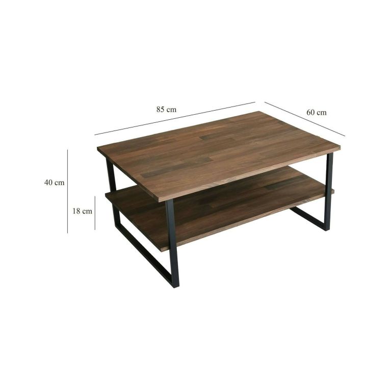 Tavolino da salotto Errai, Tavolo basso da soggiorno, Ripiano da caffè, Tavolino per divano, 85x60h40 cm, Noce