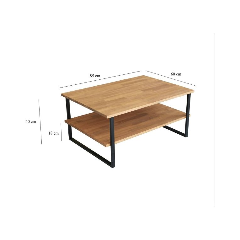 Tavolino da salotto Errai, Tavolo basso da soggiorno, Ripiano da caffè, Tavolino per divano, 85x60h40 cm, Quercia