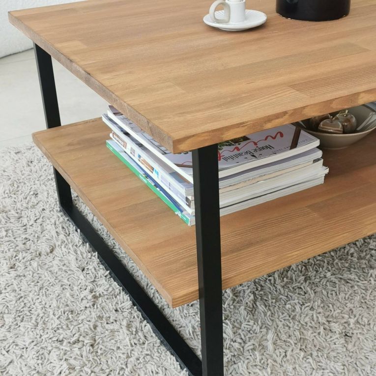 Tavolino da salotto Errai, Tavolo basso da soggiorno, Ripiano da caffè, Tavolino per divano, 85x60h40 cm, Quercia