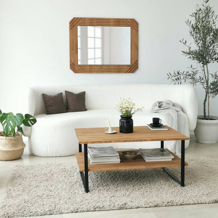 Tavolino da salotto Errai, Tavolo basso da soggiorno, Ripiano da caffè, Tavolino per divano, 85x60h40 cm, Quercia