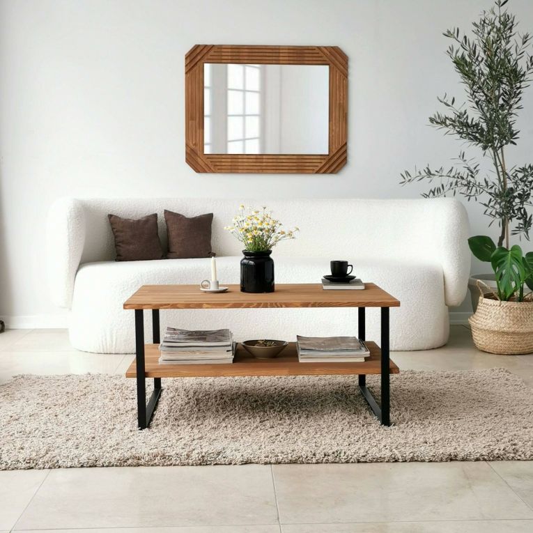 Tavolino da salotto Errai, Tavolo basso da soggiorno, Ripiano da caffè, Tavolino per divano, 85x60h40 cm, Quercia