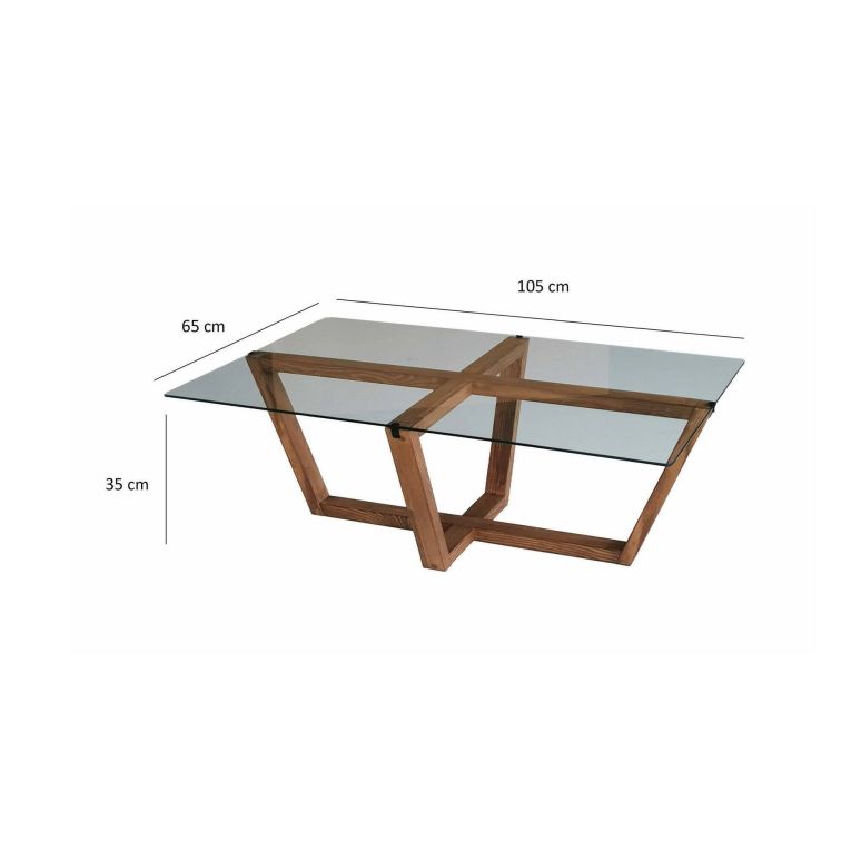 Tavolino da salotto Eunomia, Tavolo basso da soggiorno, Ripiano da caffè, Tavolino per divano, 105x65h35 cm, Noce