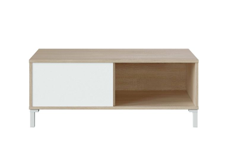 Tavolino da salotto Evansville, Tavolino da caffè, Tavolo basso da soggiorno, 100x50h40 cm, Rovere e Bianco