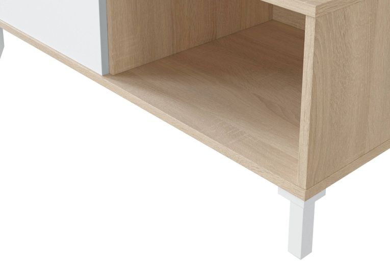 Tavolino da salotto Evansville, Tavolino da caffè, Tavolo basso da soggiorno, 100x50h40 cm, Rovere e Bianco