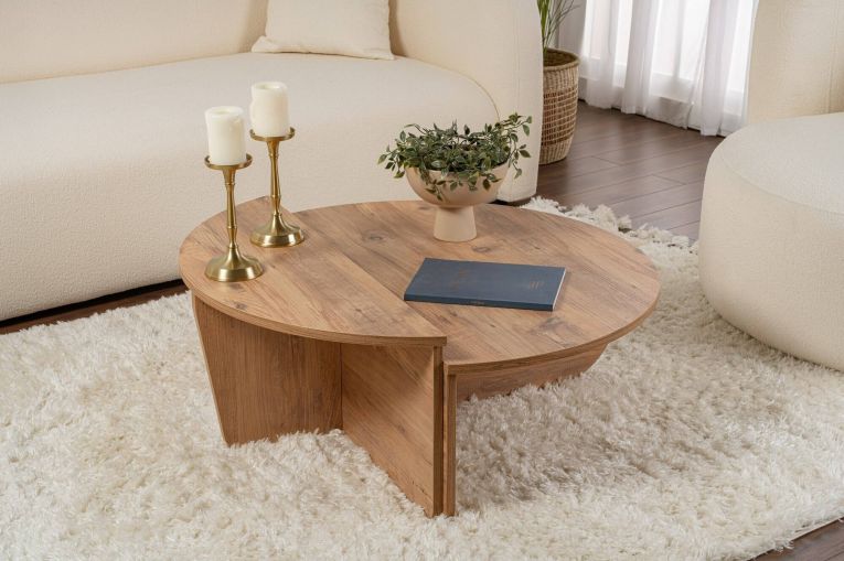 Tavolino da salotto Feglino, Tavolo basso da caffè, Portariviste per divano, Ripiano da soggiorno, 90x60 h35 cm, Pino