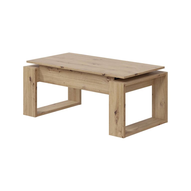 Tavolino da salotto Flint, Tavolino da caffè con piano elevabile, Tavolo basso da soggiorno, 105x55h45-56 cm, Rovere nodi