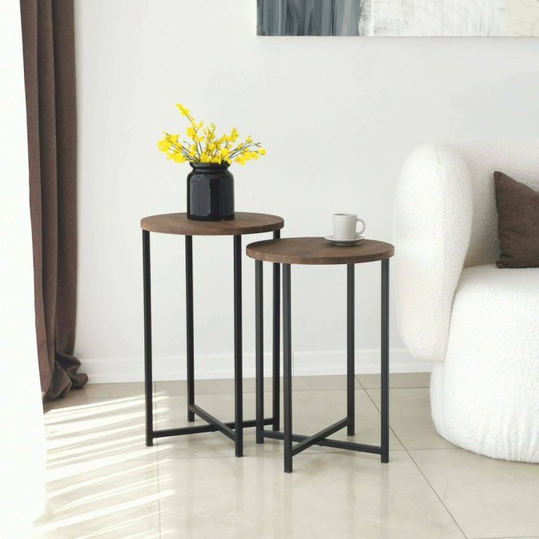 Tavolino da salotto Furud, Tavolo basso da soggiorno, Ripiano da caffè, Tavolino per divano, 70x35h55 cm, Noce