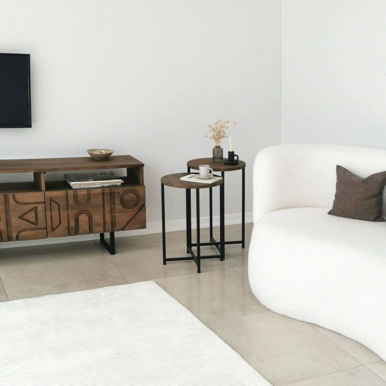 Tavolino da salotto Furud, Tavolo basso da soggiorno, Ripiano da caffè, Tavolino per divano, 70x35h55 cm, Noce