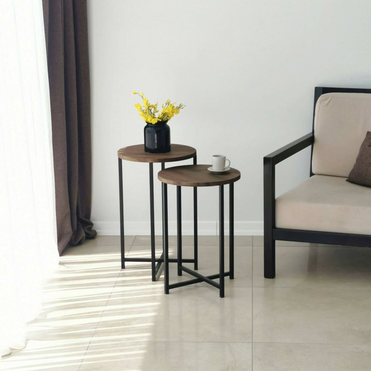Tavolino da salotto Furud, Tavolo basso da soggiorno, Ripiano da caffè, Tavolino per divano, 70x35h55 cm, Noce