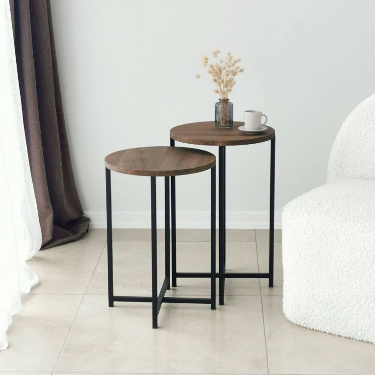 Tavolino da salotto Furud, Tavolo basso da soggiorno, Ripiano da caffè, Tavolino per divano, 70x35h55 cm, Noce