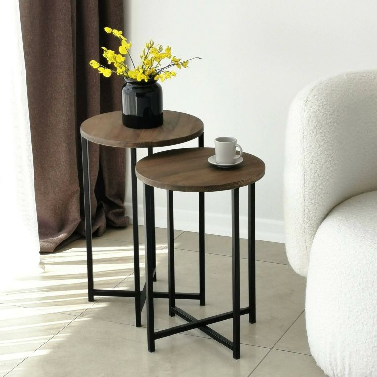 Tavolino da salotto Furud, Tavolo basso da soggiorno, Ripiano da caffè, Tavolino per divano, 70x35h55 cm, Noce