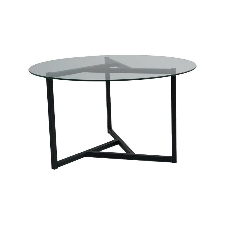 Tavolino da salotto Galactica, Tavolo basso da soggiorno, Ripiano da caffè, Tavolino per divano, 75x75h42 cm, Nero e Trasparente