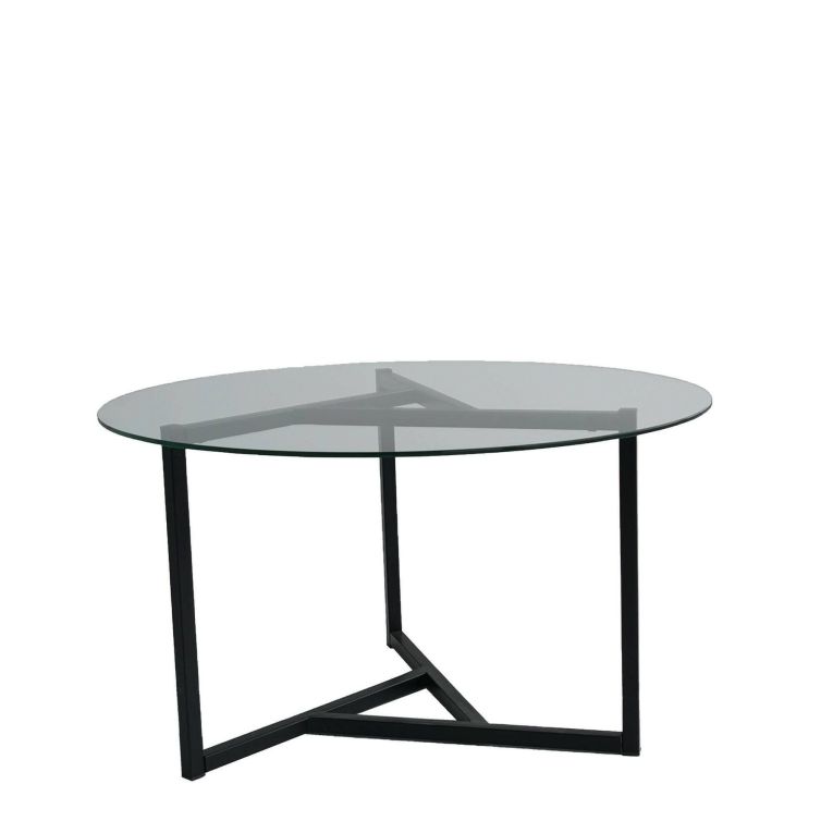 Tavolino da salotto Galactica, Tavolo basso da soggiorno, Ripiano da caffè, Tavolino per divano, 75x75h42 cm, Nero e Trasparente