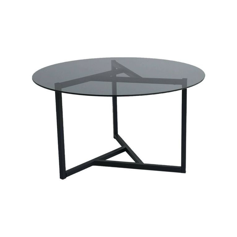 Tavolino da salotto Galactica, Tavolo basso da soggiorno, Ripiano da caffè, Tavolino per divano, 75x75h42 cm, Tortora e Nero