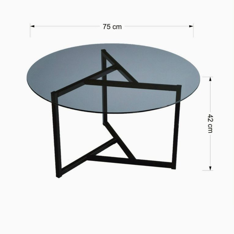 Tavolino da salotto Galactica, Tavolo basso da soggiorno, Ripiano da caffè, Tavolino per divano, 75x75h42 cm, Tortora e Nero