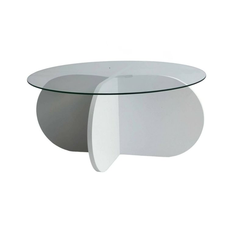 Tavolino da salotto Gliese, Tavolo basso da soggiorno, Ripiano da caffè, Tavolino per divano, 75x75h35 cm, Bianco