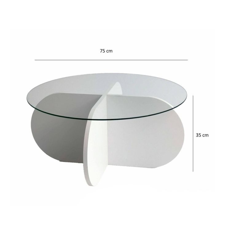 Tavolino da salotto Gliese, Tavolo basso da soggiorno, Ripiano da caffè, Tavolino per divano, 75x75h35 cm, Bianco