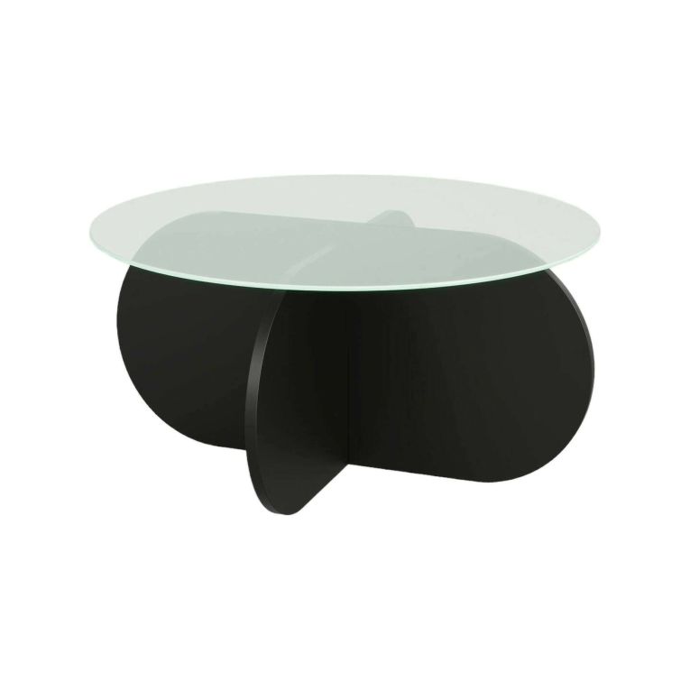 Tavolino da salotto Gliese, Tavolo basso da soggiorno, Ripiano da caffè, Tavolino per divano, 75x75h35 cm, Nero