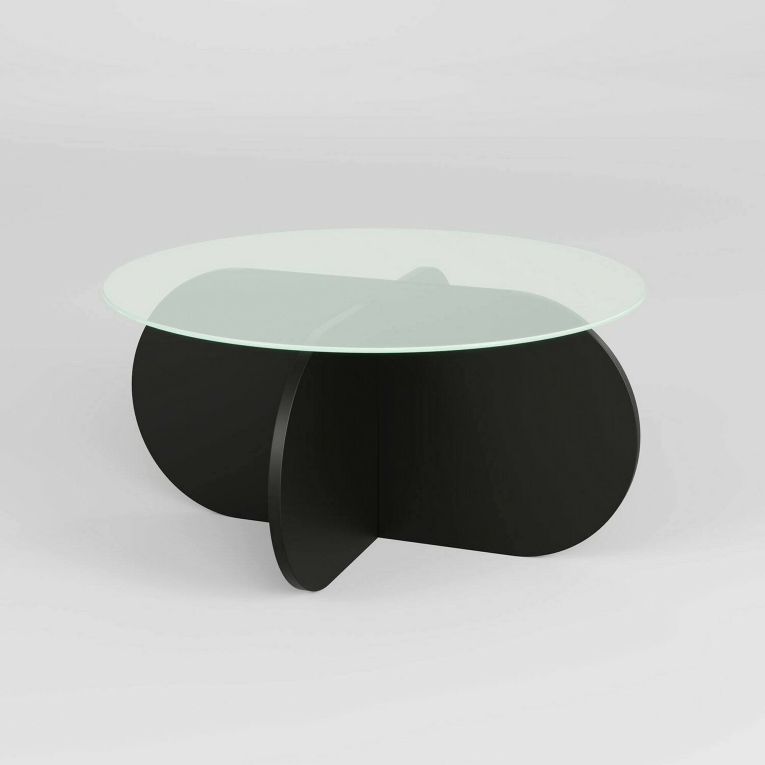 Tavolino da salotto Gliese, Tavolo basso da soggiorno, Ripiano da caffè, Tavolino per divano, 75x75h35 cm, Nero