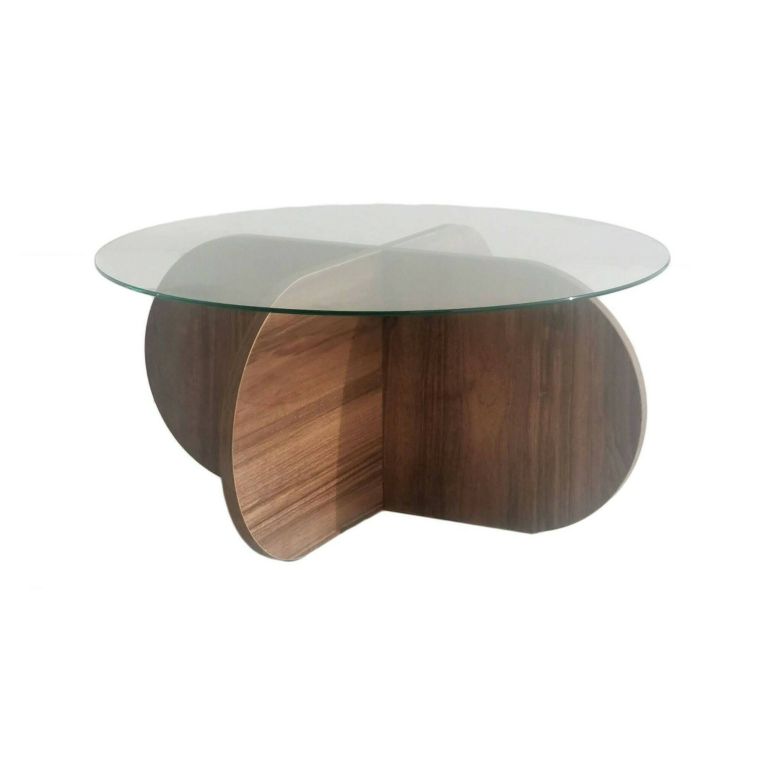 Tavolino da salotto Gliese, Tavolo basso da soggiorno, Ripiano da caffè, Tavolino per divano, 75x75h35 cm, Noce